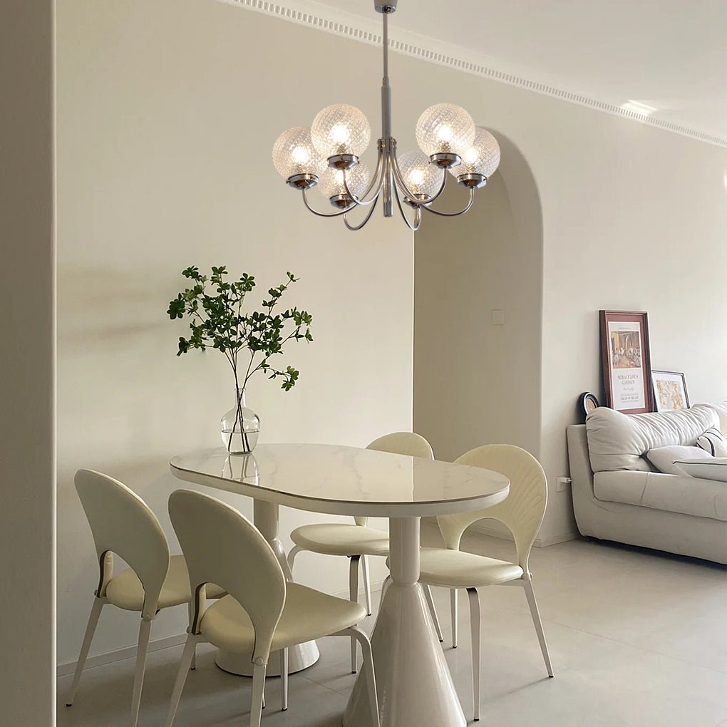 6-Light Postmodern Glass Globe Chandelier with Chrome Finish