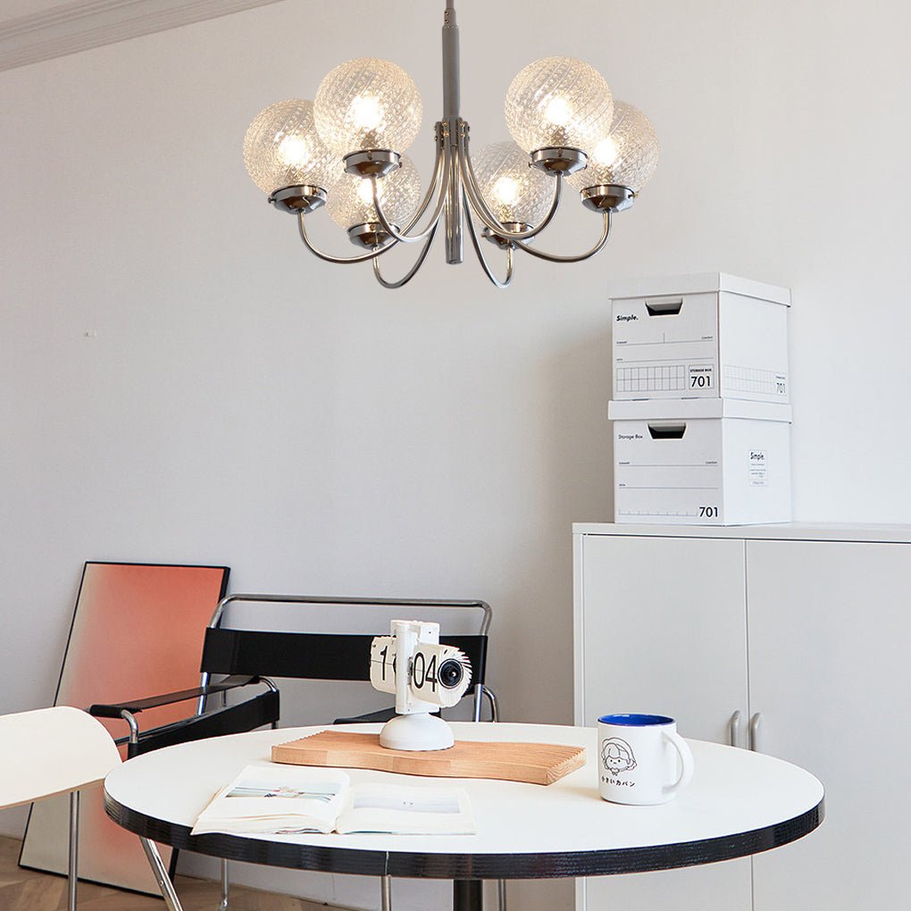 6-Light Postmodern Glass Globe Chandelier with Chrome Finish