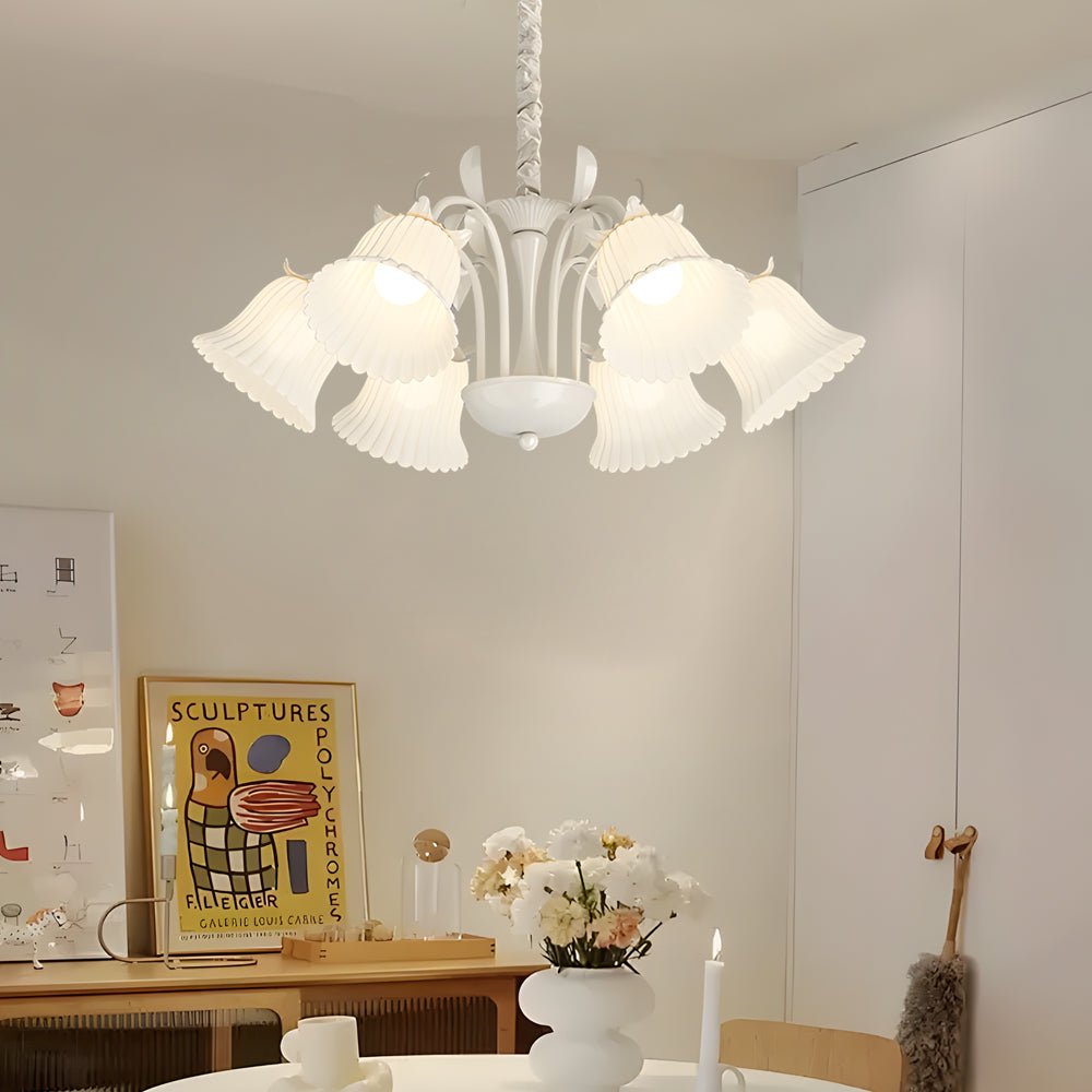 6-Light Floral Glass Chandelier with Three-Step Dimming