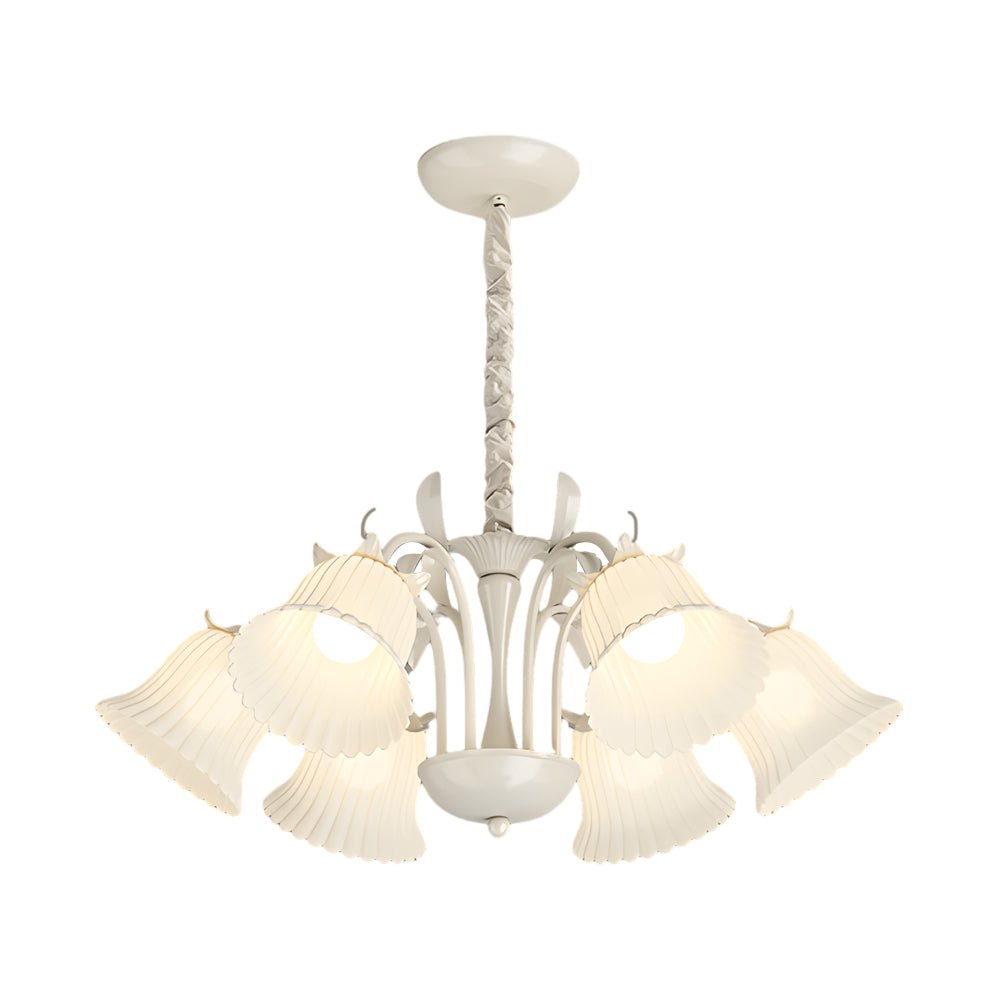6-Light Floral Glass Chandelier with Three-Step Dimming