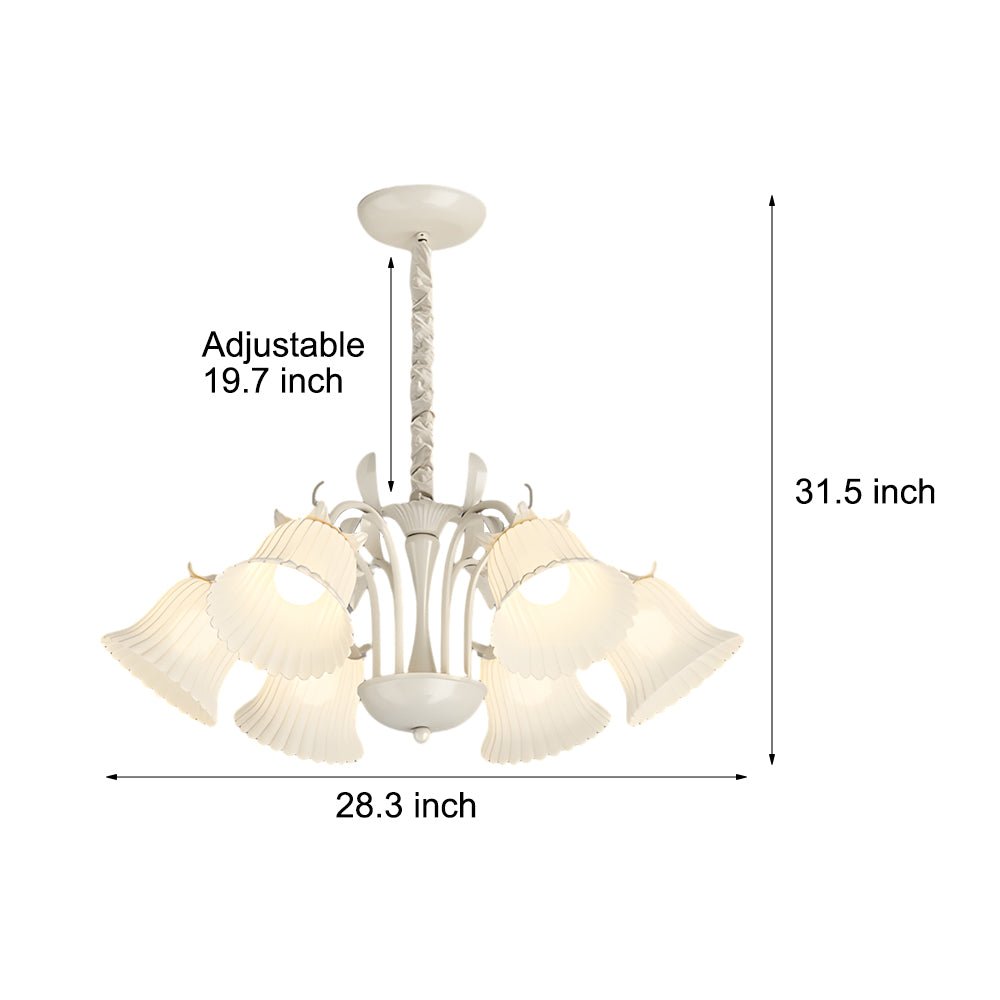 6-Light Floral Glass Chandelier with Three-Step Dimming