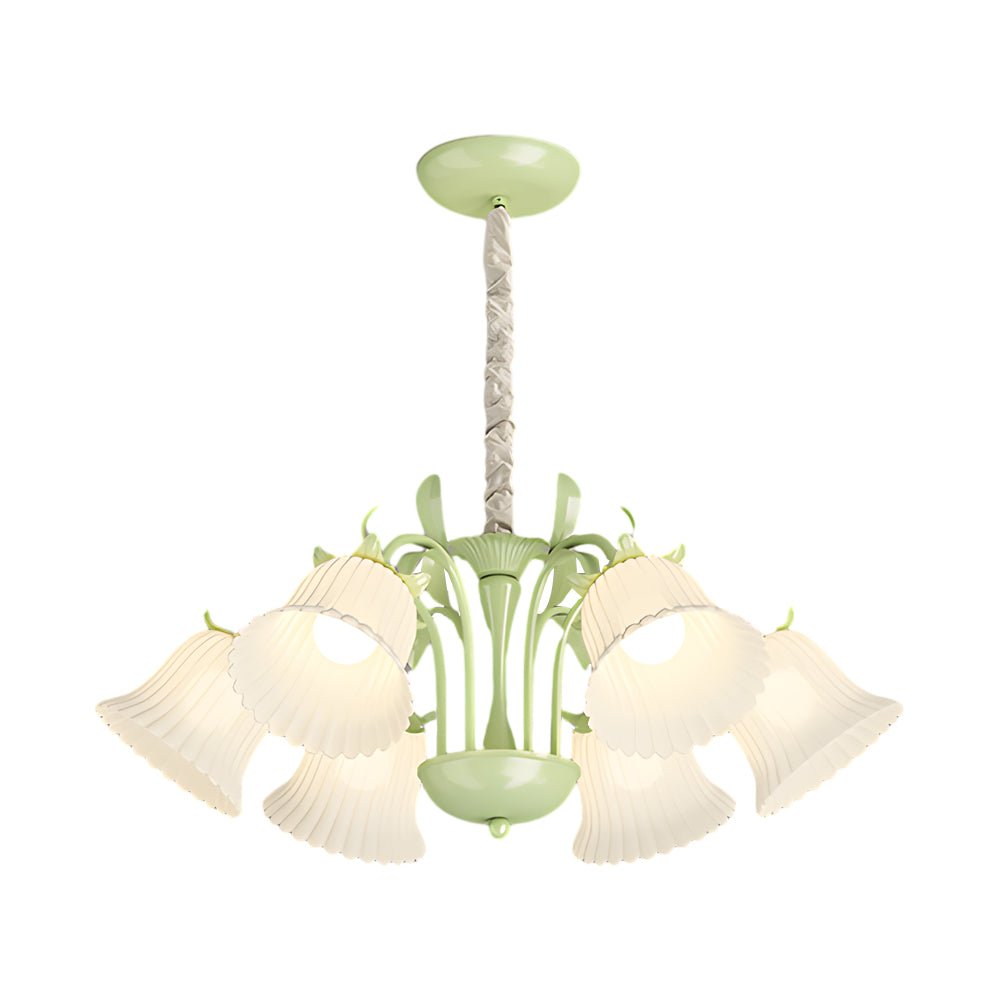 6-Light Floral Glass Chandelier with Three-Step Dimming