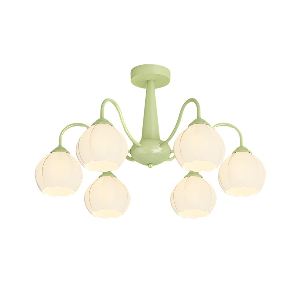 Modern Glass Orchid Chandelier with Three-Step Dimming - 6 Light