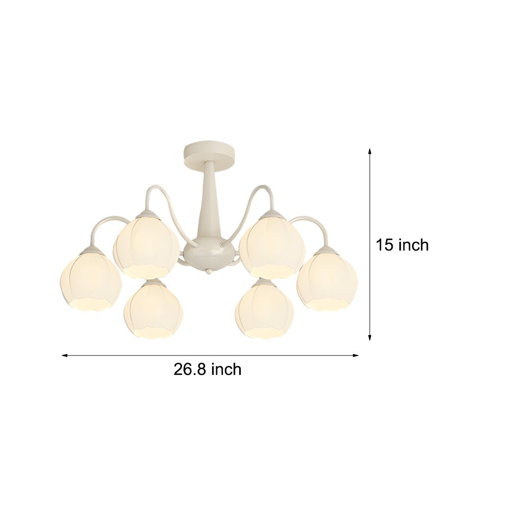 Modern Glass Orchid Chandelier with Three-Step Dimming - 6 Light