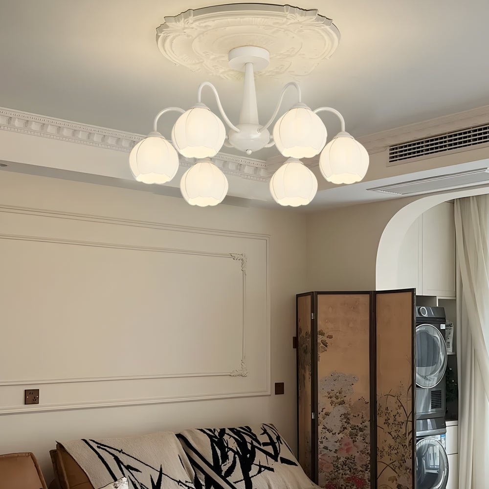 Modern Glass Orchid Chandelier with Three-Step Dimming - 6 Light