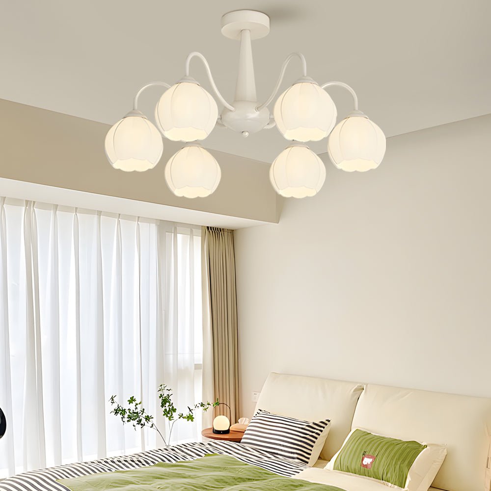 Modern Glass Orchid Chandelier with Three-Step Dimming - 6 Light