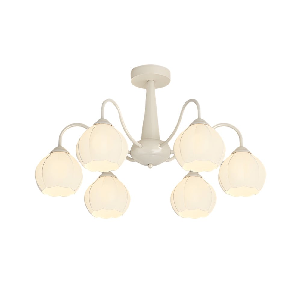 Modern Glass Orchid Chandelier with Three-Step Dimming - 6 Light