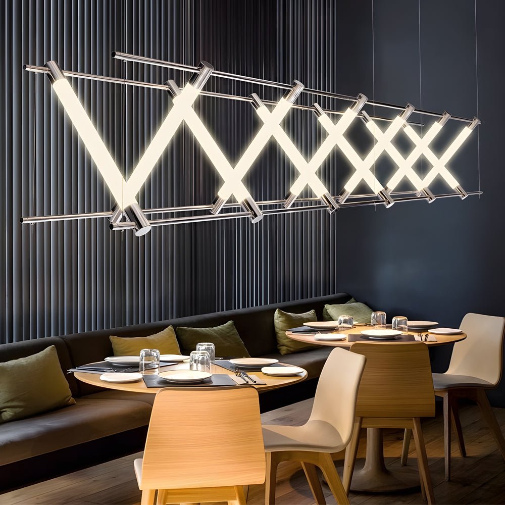 Geometric Acrylic Tube LED Island Pendant Light - 6/12 Lights
