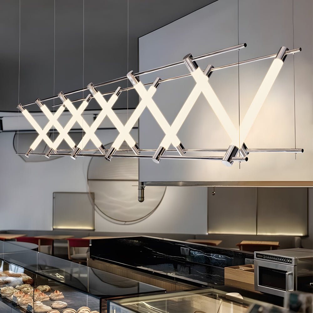Geometric Acrylic Tube LED Island Pendant Light - 6/12 Lights