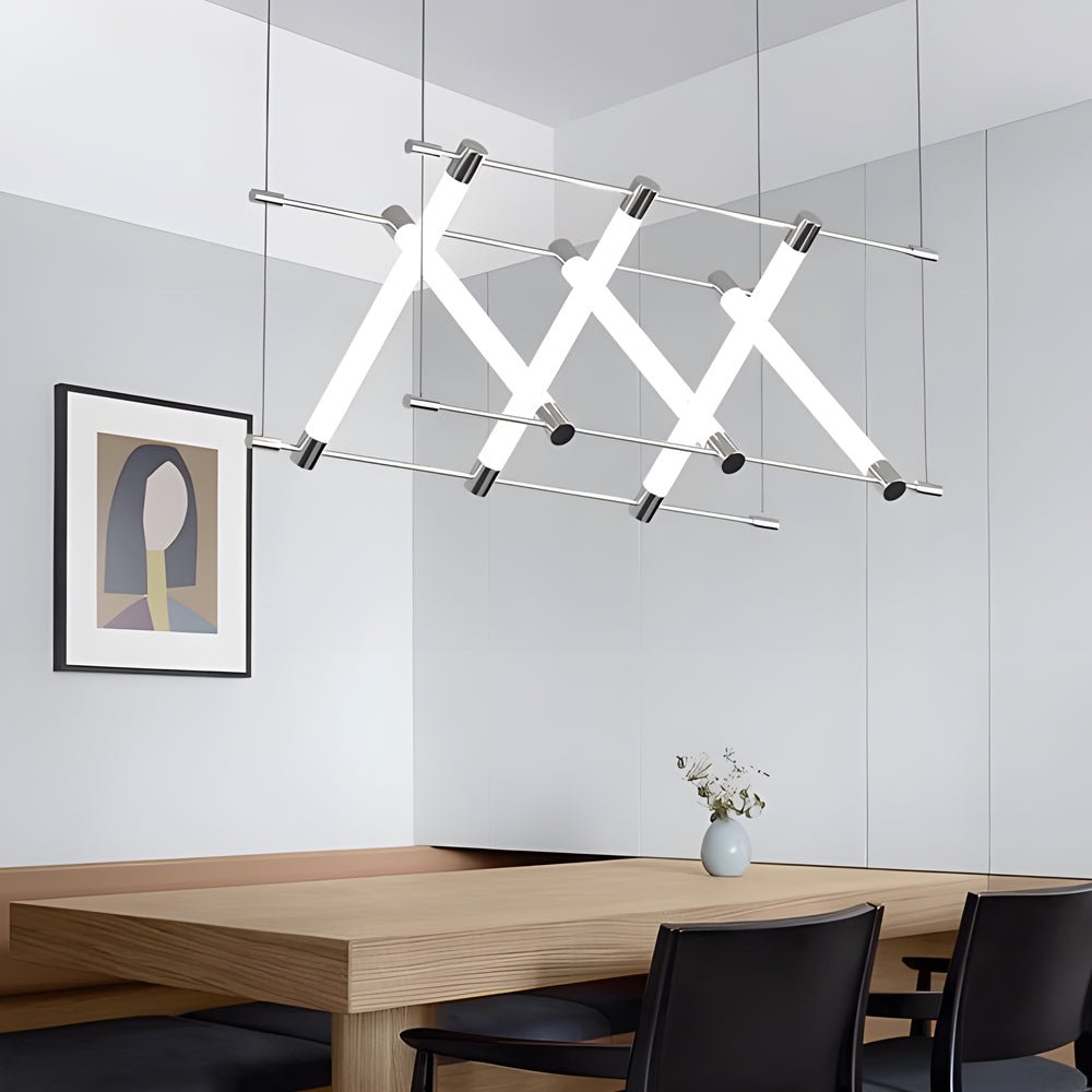 Geometric Acrylic Tube LED Island Pendant Light - 6/12 Lights