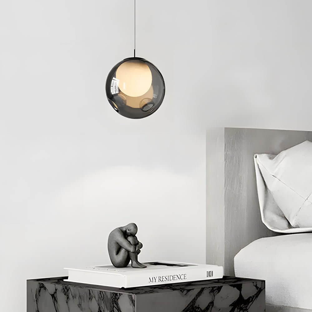 Modern Glass Bubble Pendant Light with 3-Step LED Dimming