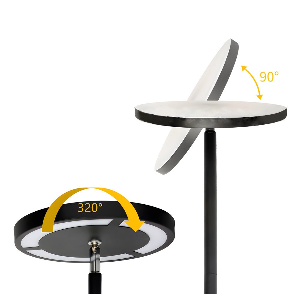 66" Dimmable RGB LED Torchiere Adjustable Floor Lamp Black