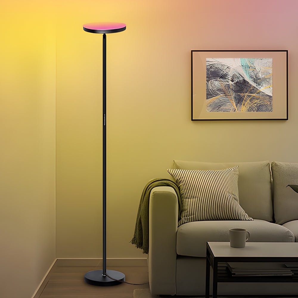 66" Dimmable RGB LED Torchiere Adjustable Floor Lamp Black