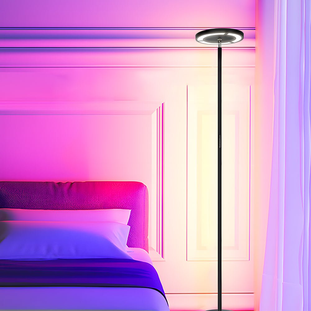 66" Dimmable RGB LED Torchiere Adjustable Floor Lamp Black
