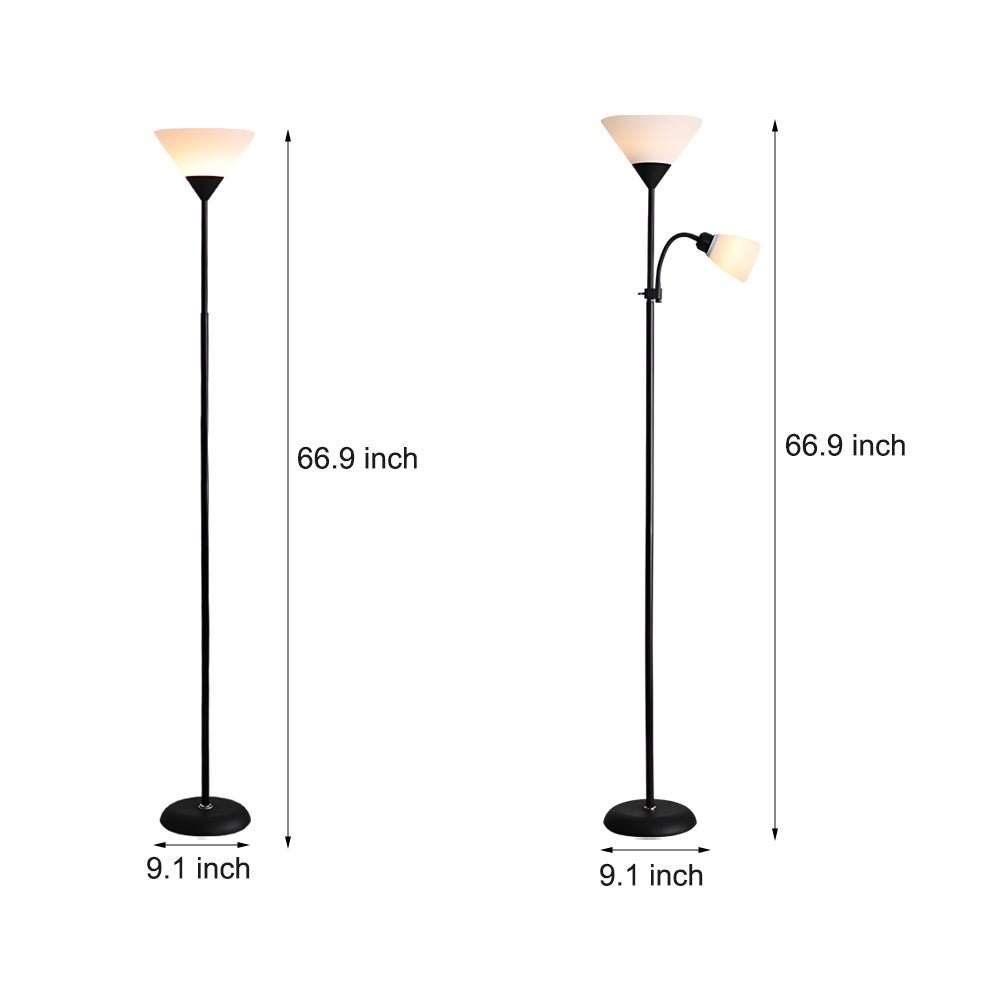 Modern Torchiere Floor Lamp with Adjustable Reading Light 67 Inch