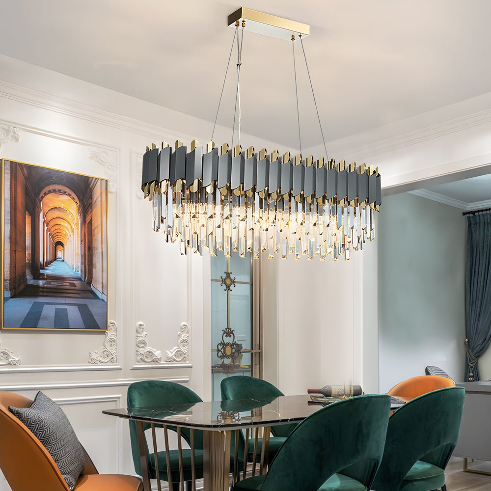 Crystal Layered Chandelier Modern Geometric Pendant Light 6/8-Light