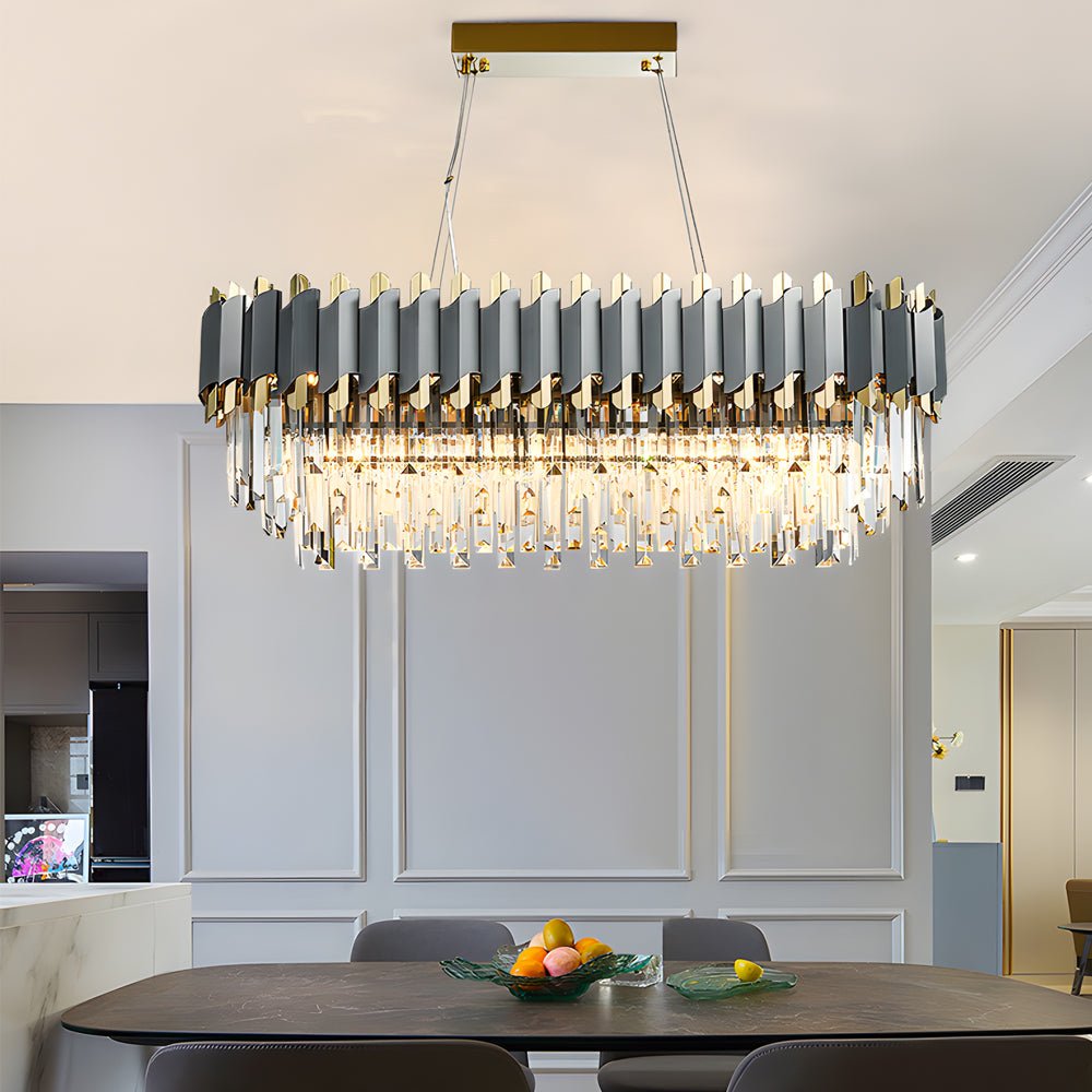 Crystal Layered Chandelier Modern Geometric Pendant Light 6/8-Light