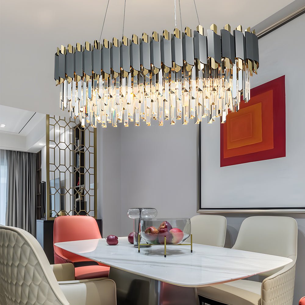 Crystal Layered Chandelier Modern Geometric Pendant Light 6/8-Light
