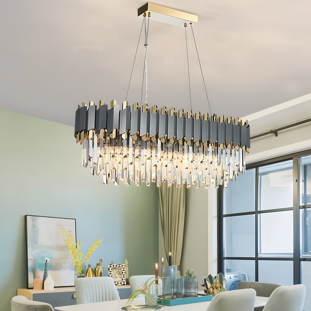Crystal Layered Chandelier Modern Geometric Pendant Light 6/8-Light