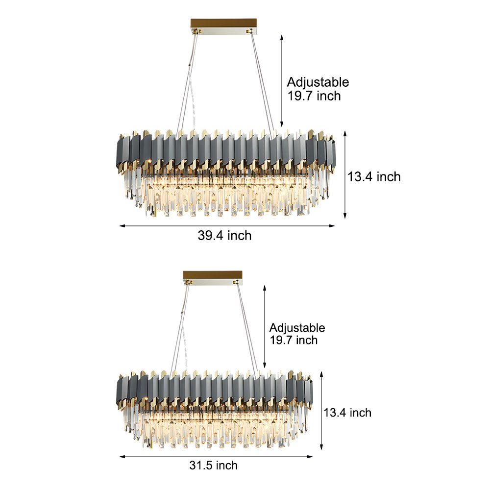 Crystal Layered Chandelier Modern Geometric Pendant Light 6/8-Light