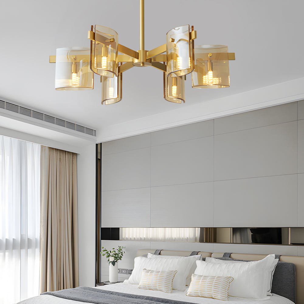 6/8-Light Dimmable Electroplated Glass Chandelier - Modern Style