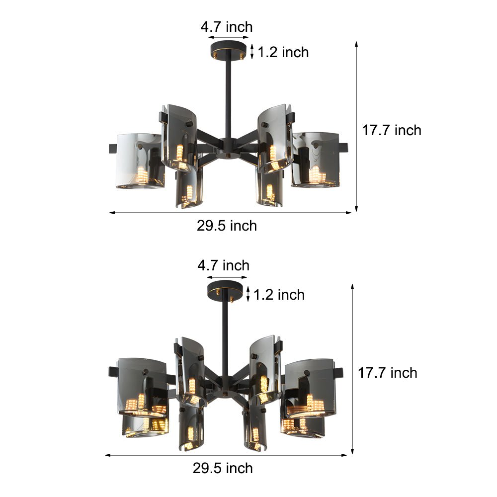 6/8-Light Dimmable Electroplated Glass Chandelier - Modern Style