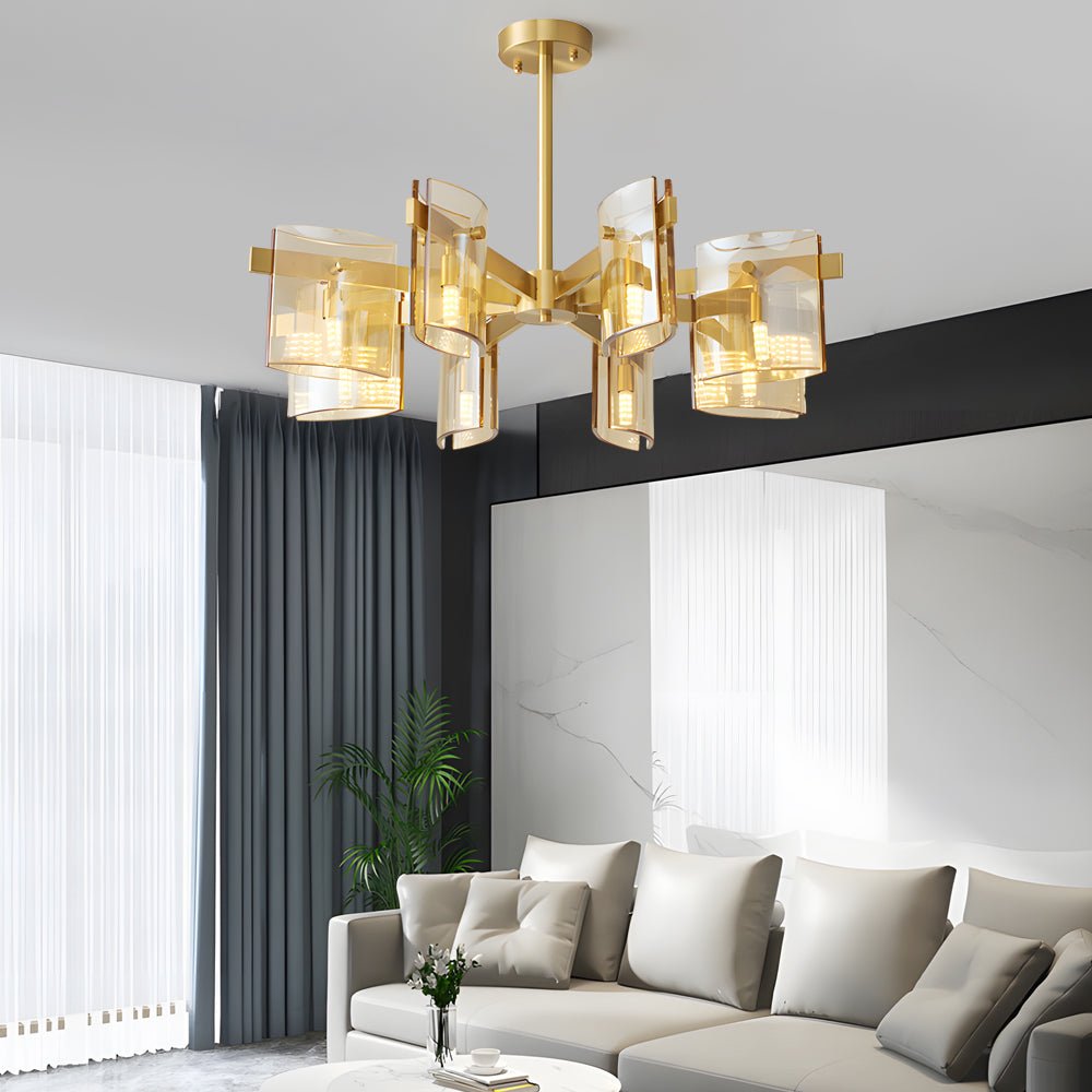 6/8-Light Dimmable Electroplated Glass Chandelier - Modern Style