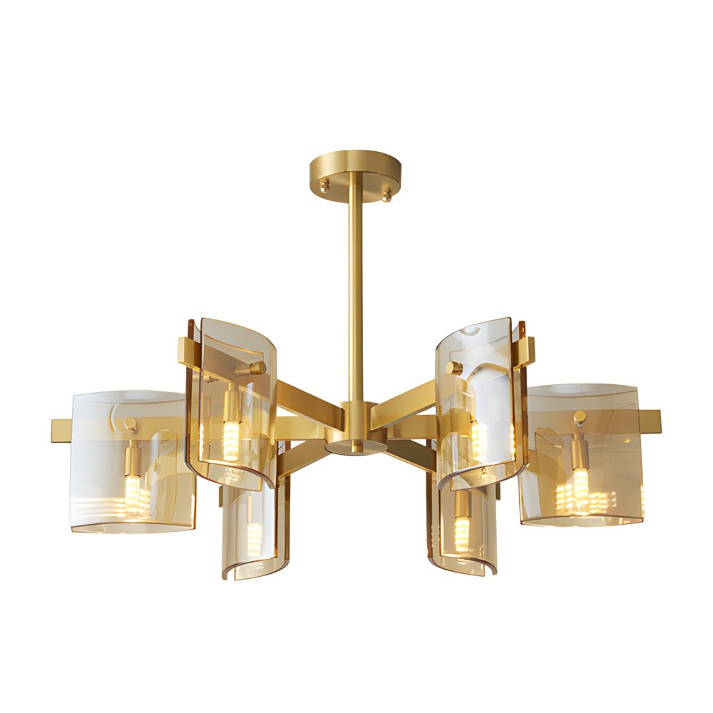 6/8-Light Dimmable Electroplated Glass Chandelier - Modern Style