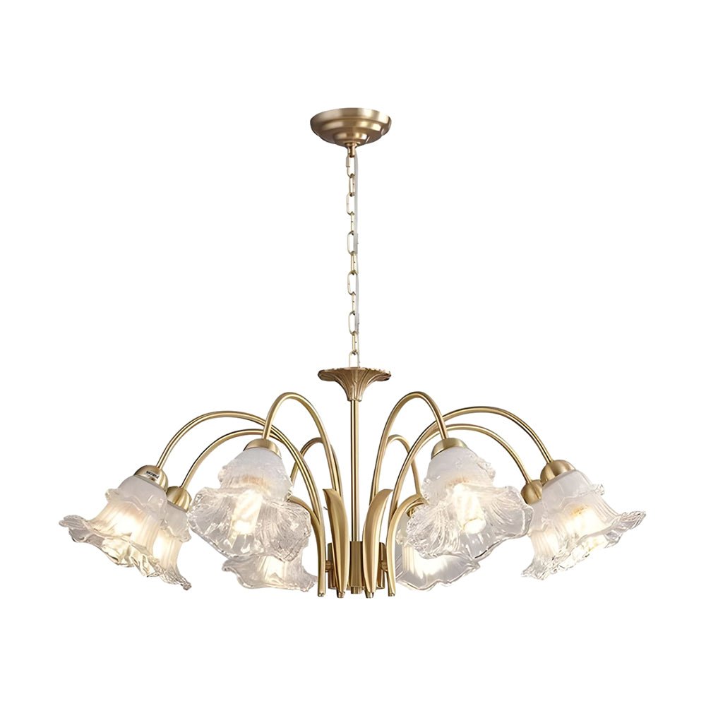 Glass Lily Chandelier 6/8-Light Gold Finish French Pastoral