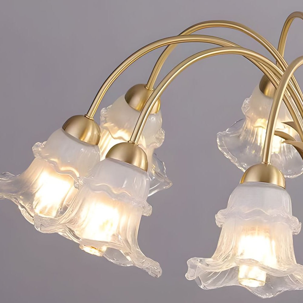 Glass Lily Chandelier 6/8-Light Gold Finish French Pastoral