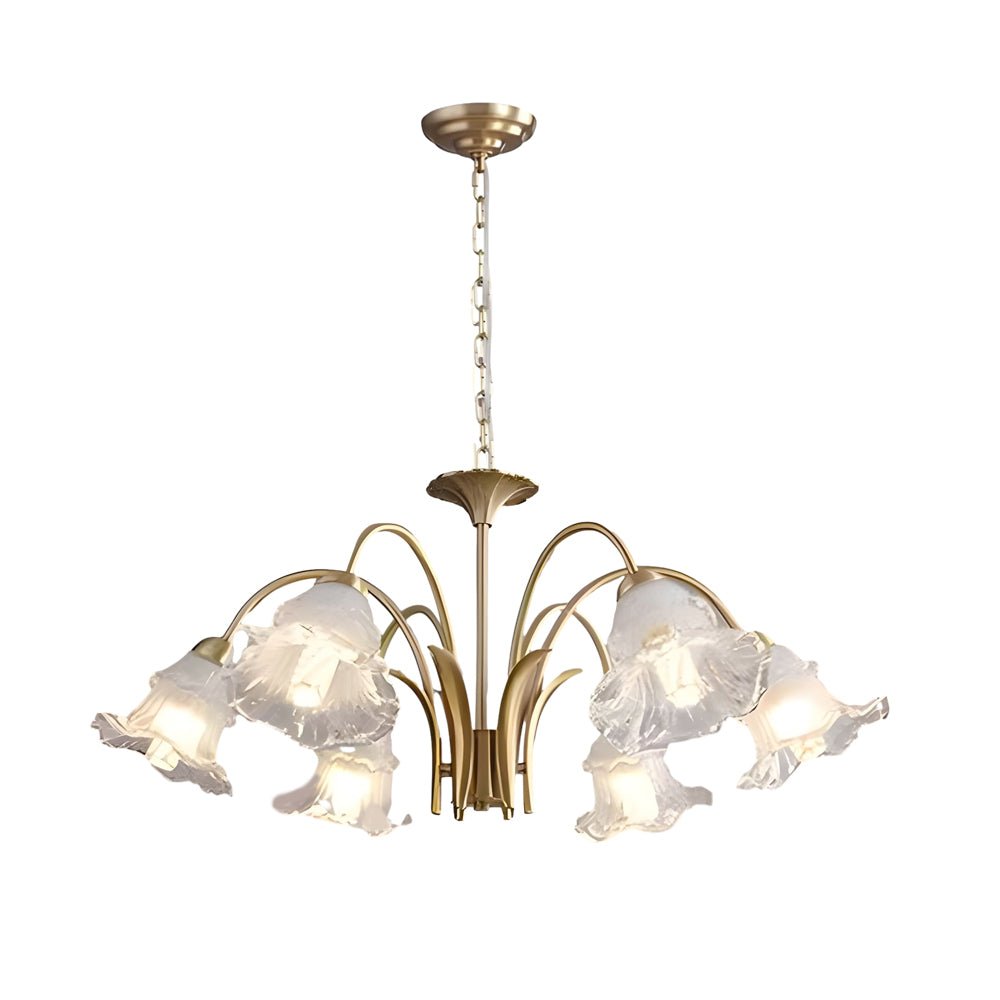 Glass Lily Chandelier 6/8-Light Gold Finish French Pastoral