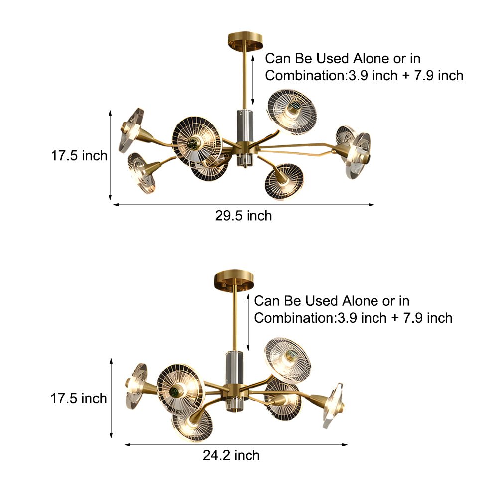 Floral Crystal Chandelier with 3-Step Dimming - 6/8 Lights