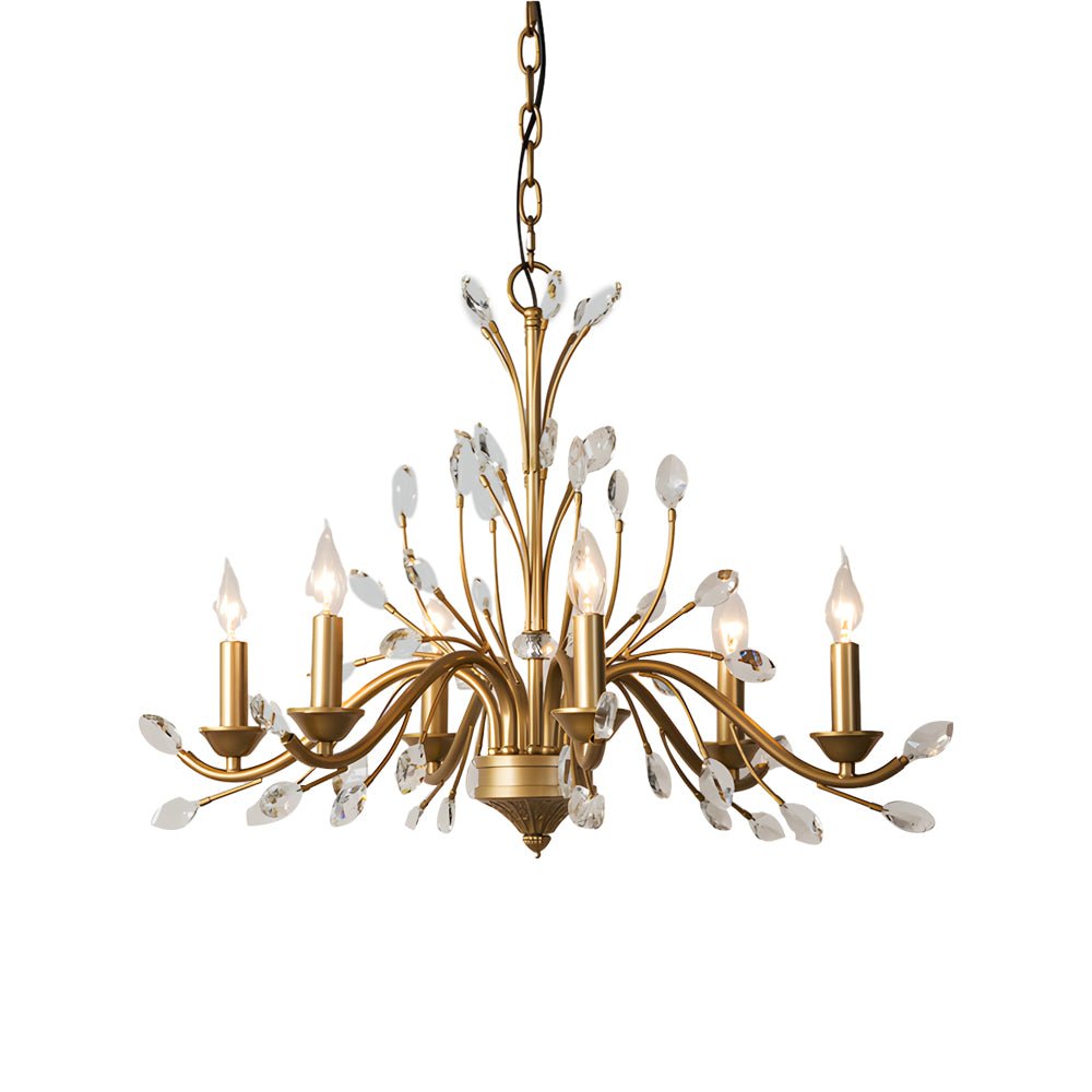 Vintage Crystal Candle Chandelier - 6/9 Light Brass Branch Design
