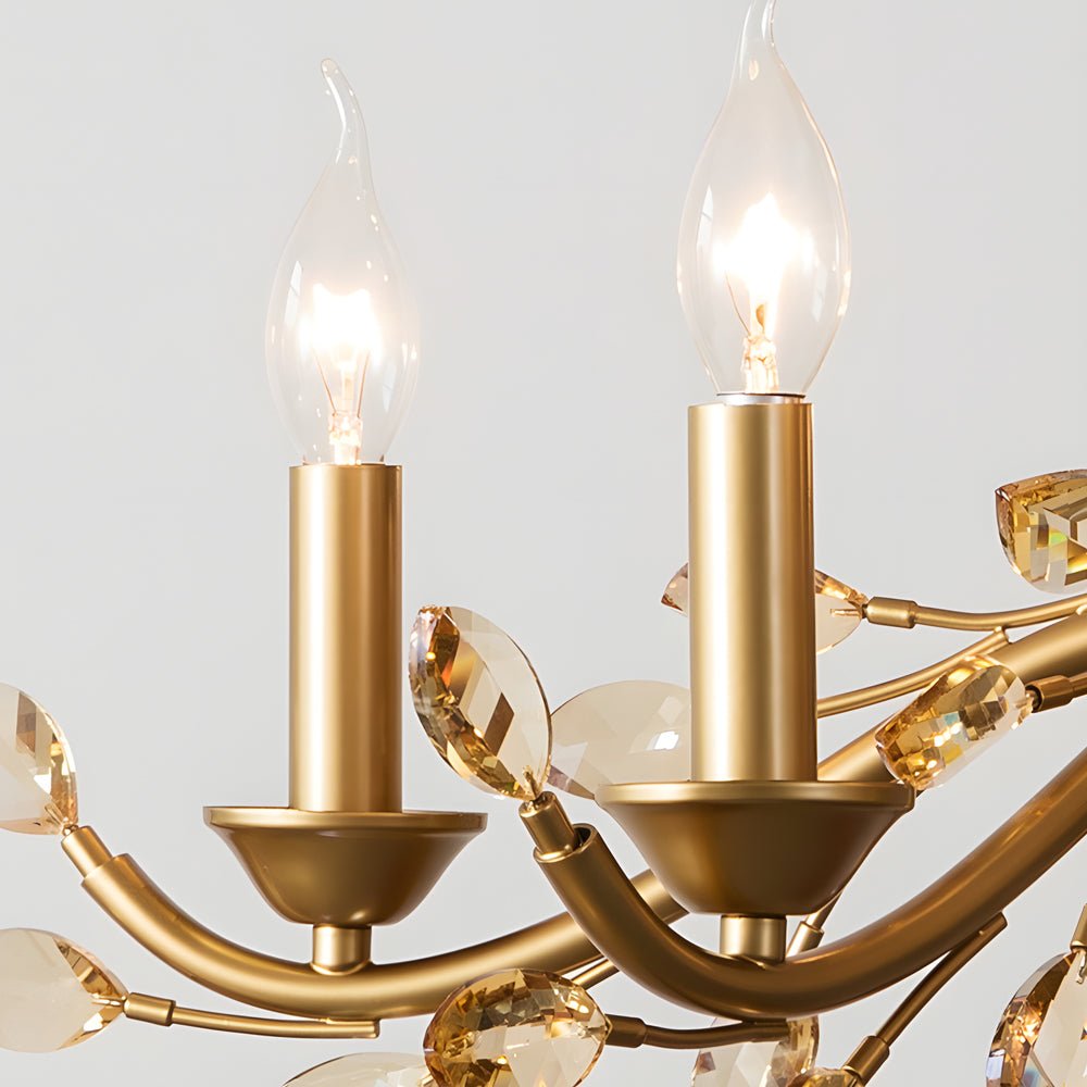 Vintage Crystal Candle Chandelier - 6/9 Light Brass Branch Design