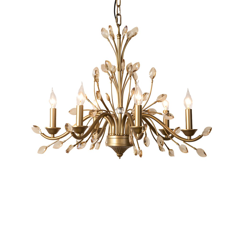 Vintage Crystal Candle Chandelier - 6/9 Light Brass Branch Design
