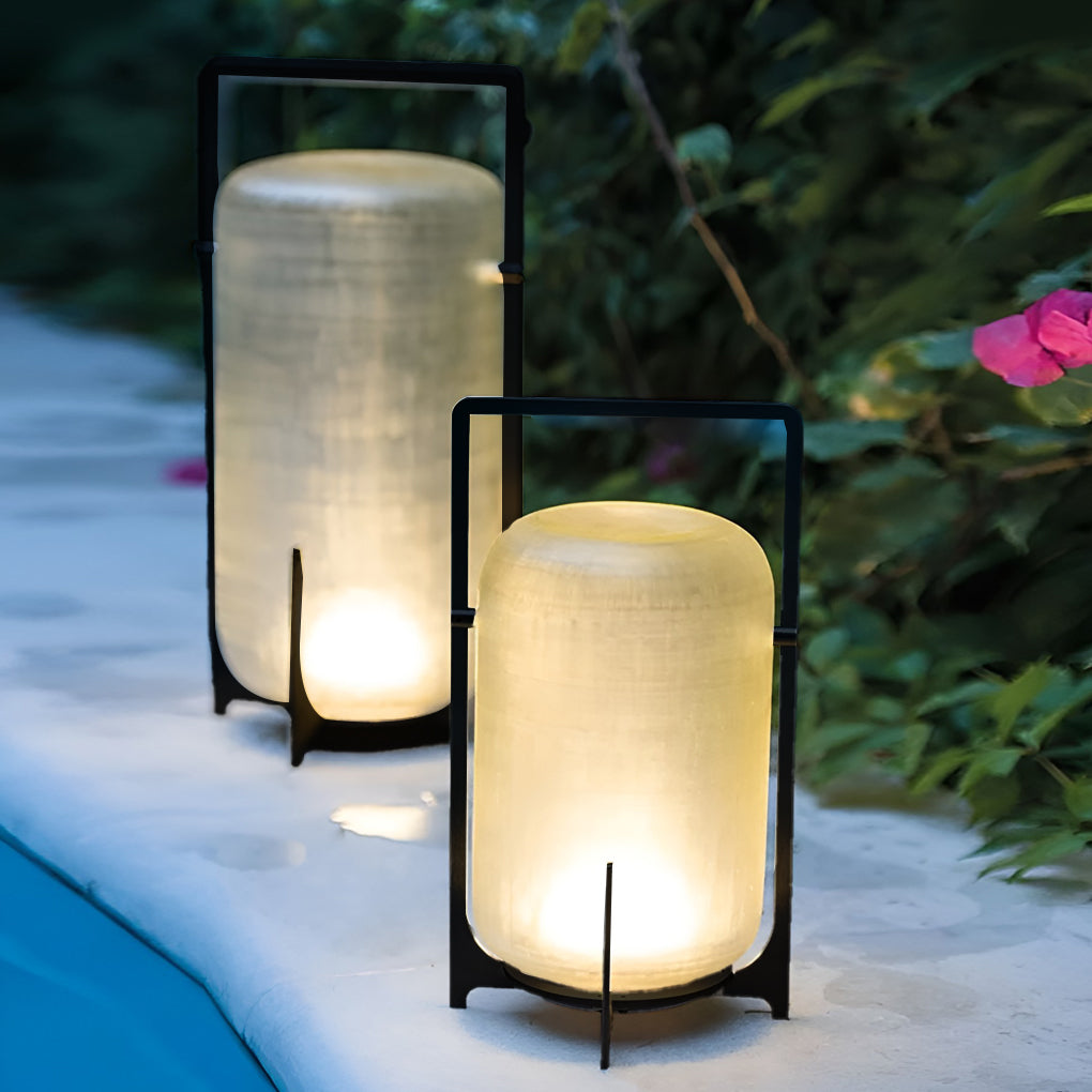 Modern Glass Lantern LED Waterproof Outdoor Floor Lamp