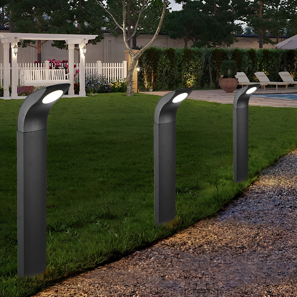 Modern Curved Head COB LED Pathway Lights - Aluminum