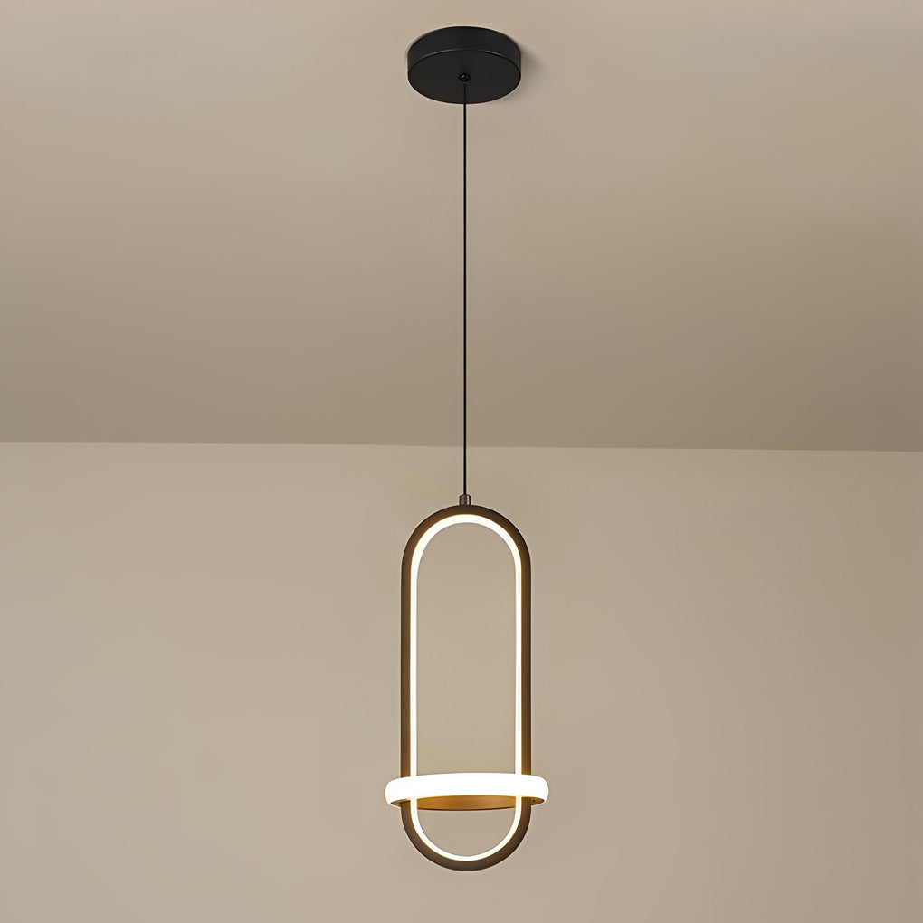 Modern Rounded Rectangle LED Pendant Light Aluminum Silicone Shade