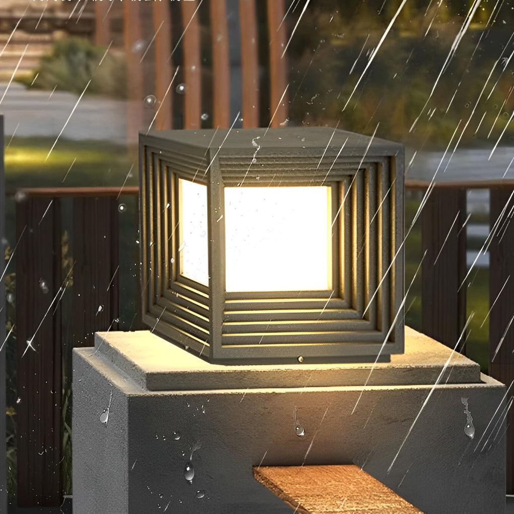 Modern Square Solar Post Cap Light - Waterproof LED Outdoor
