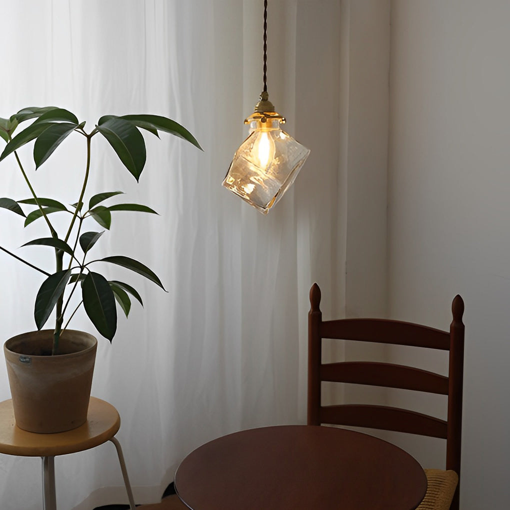 Square Glass Pendant Light Modern Minimalist Kitchen Island Lighting