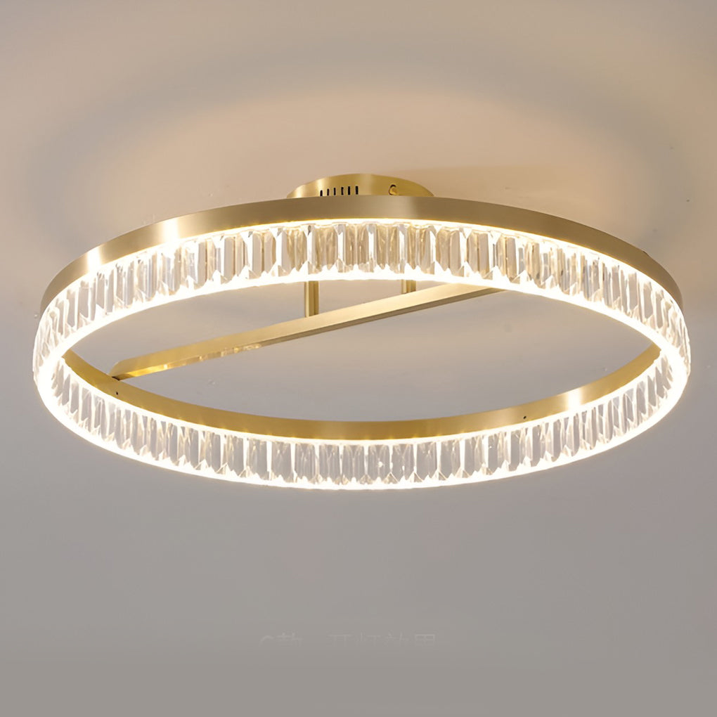 Modern Round Gold Ceiling Light 60W LED Flush Mount Acrylic Lamp