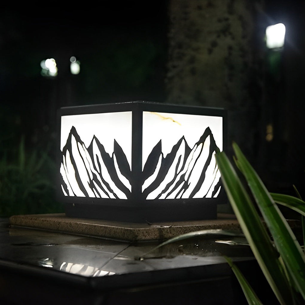 Solar Fence Post Light - Modern Mountain Scenery Design - LED