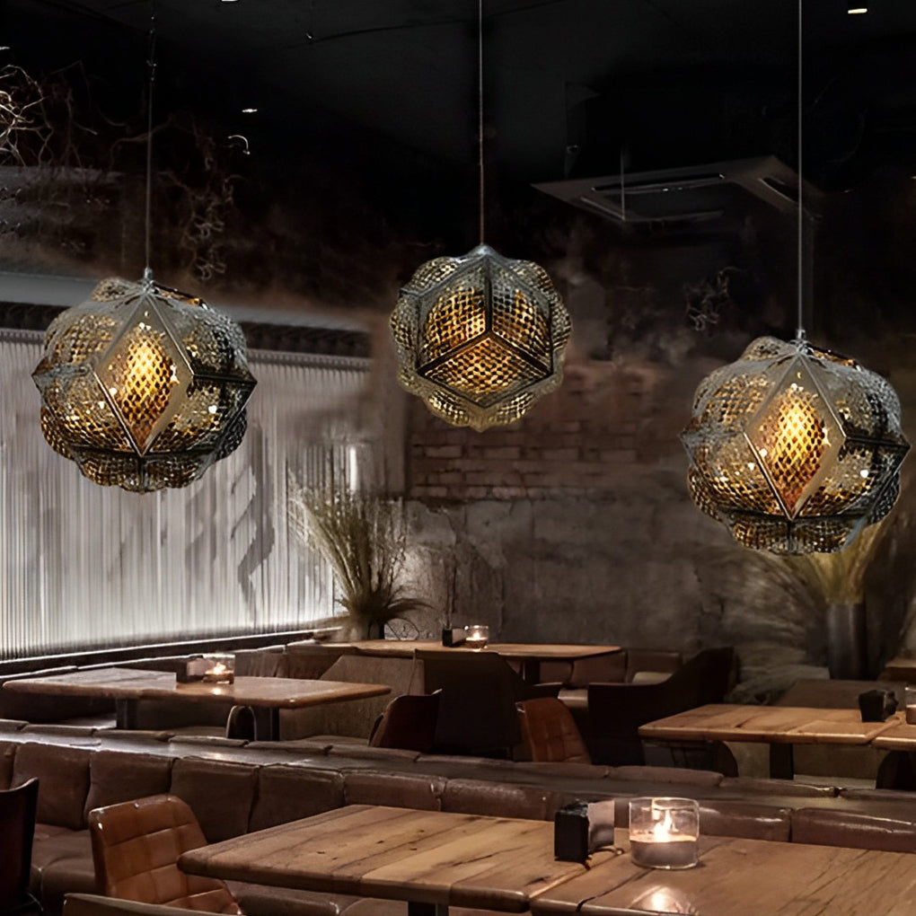3D Geometric Stainless Steel Pendant Light - Modern Spherical Design