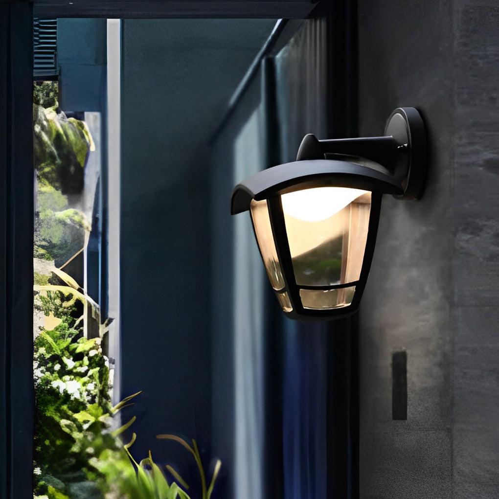 Industrial Black Aluminum Outdoor Wall Sconce with Acrylic Shade