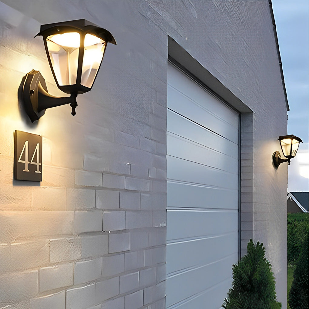 Solar Powered LED Outdoor Wall Light - Modern Black Aluminum