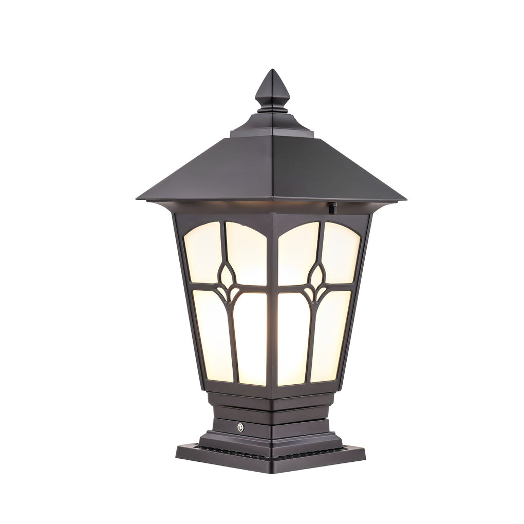 Solar LED Post Cap Light - Aluminum & Glass - Retro Modern Brown