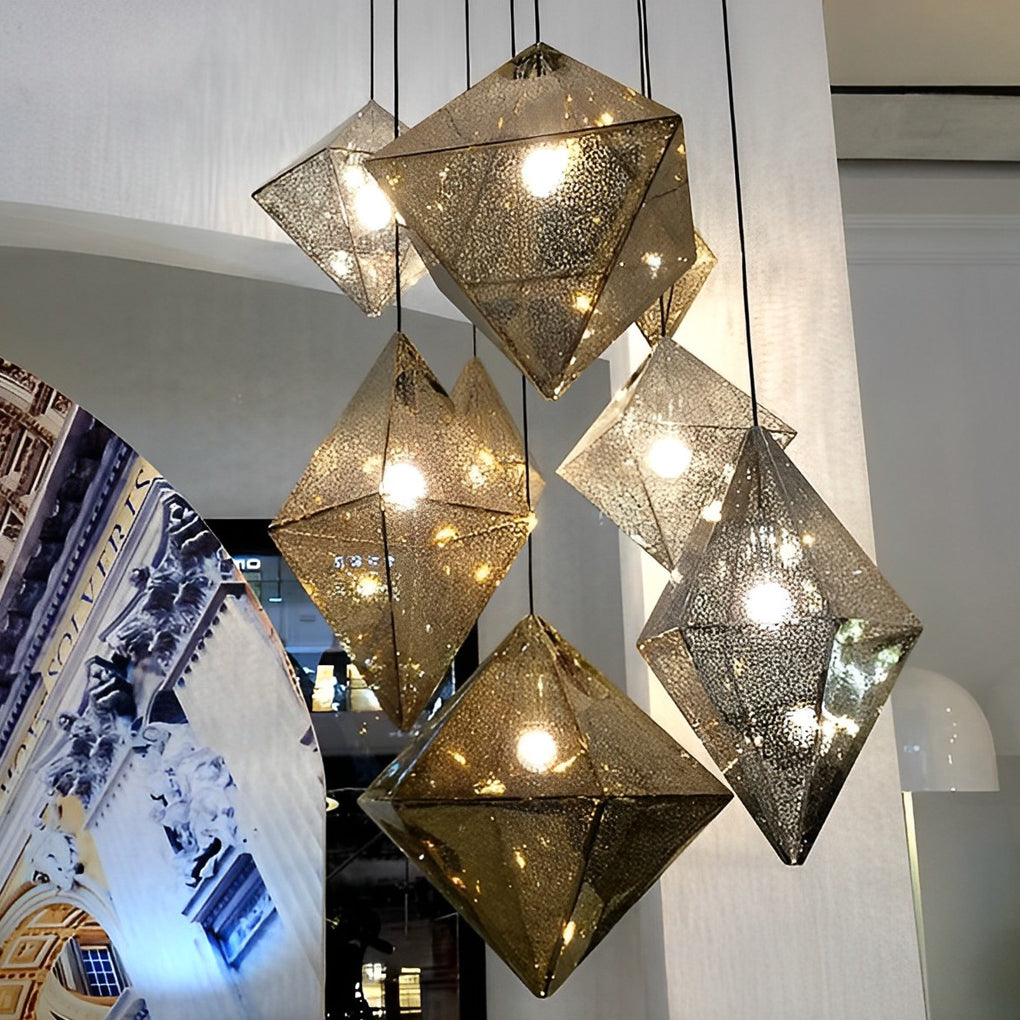 Geometric Stainless Steel Pendant Light - Modern Hollow Design