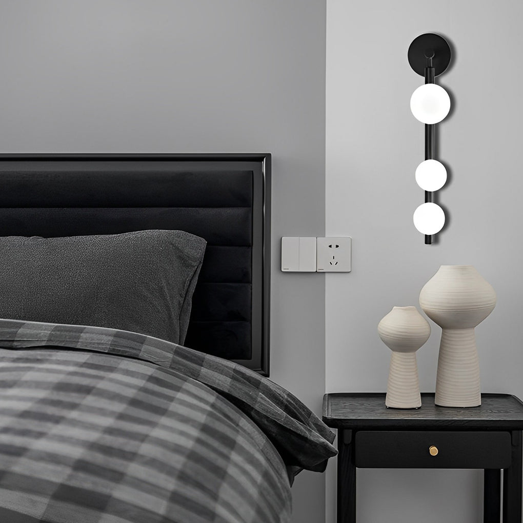 Modern 3-Globe Glass Wall Sconce with Electroplated Metal Frame