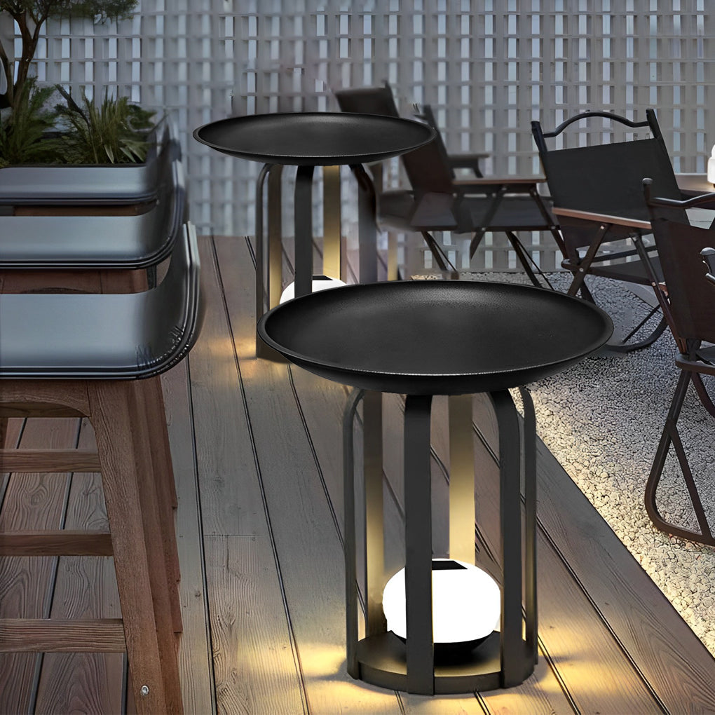 Solar Waterproof Outdoor Floor Lamp & Metal Table Set