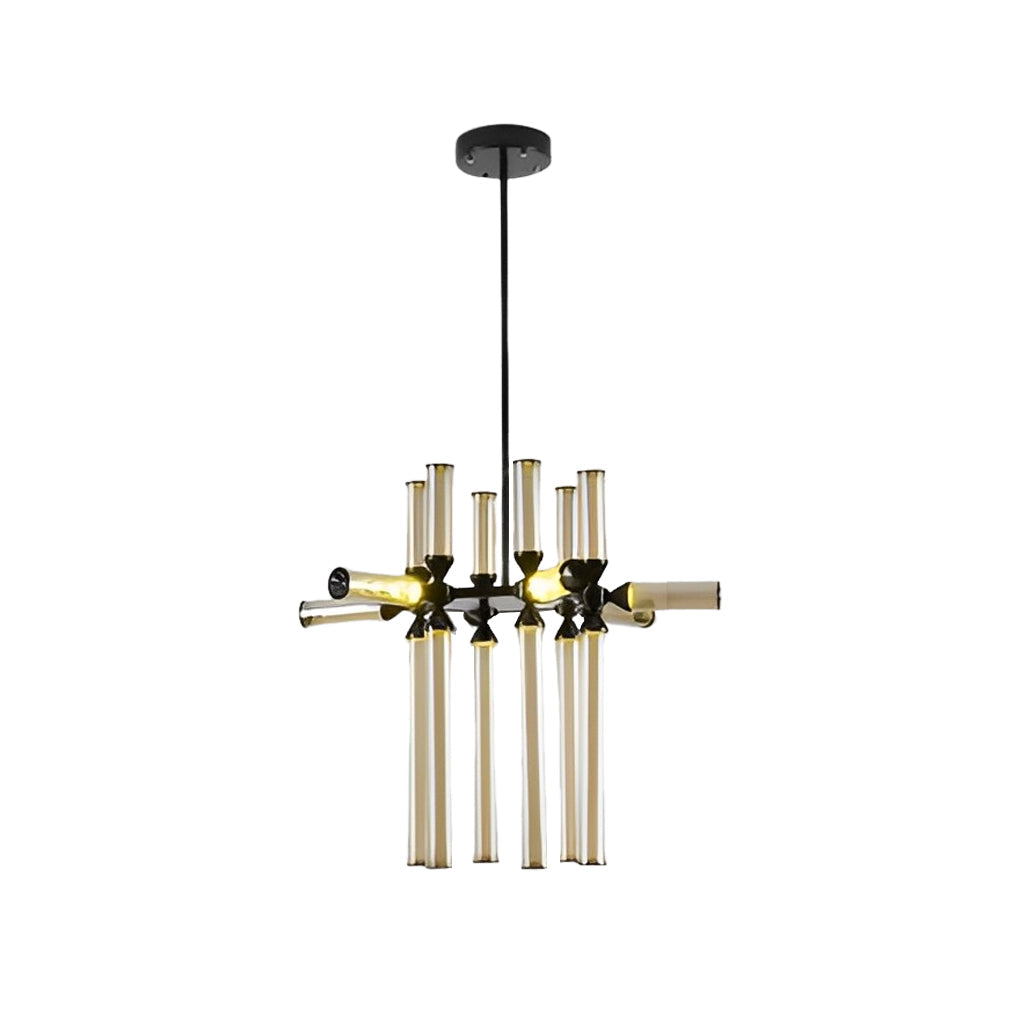 Modern Glass Tube LED Chandelier with Aluminum Frame